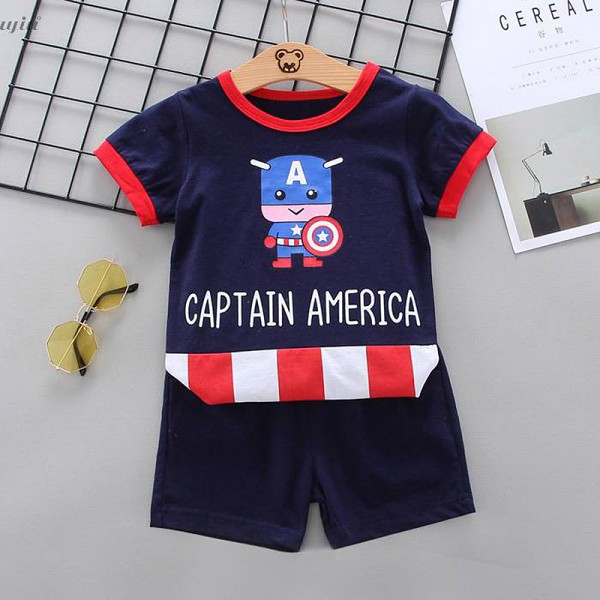 Σετ κοντό παντελονάκι - μπλούζα κοντομάνικη με σχέδιο baby Captain America, μπλε navy